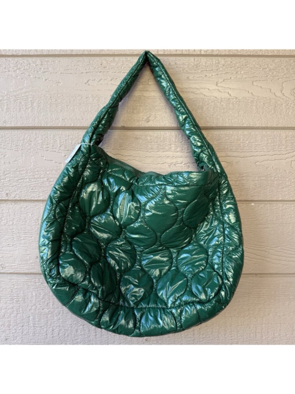 Free People Quilted Carryall Tote Bag surplus Shine Green New with Tags - Picture 3 of 12